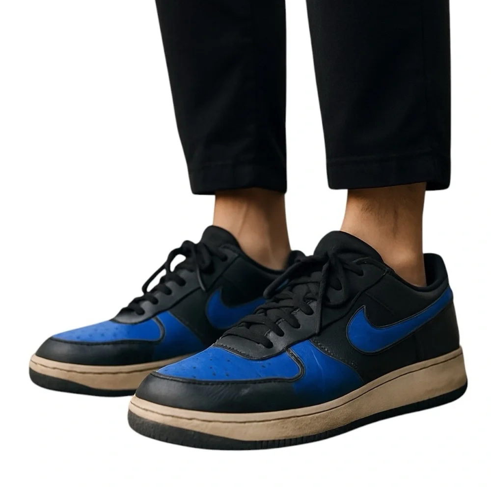 NIKE COURT VISION LOW SNEAKERS Size 8.5 Black Blue